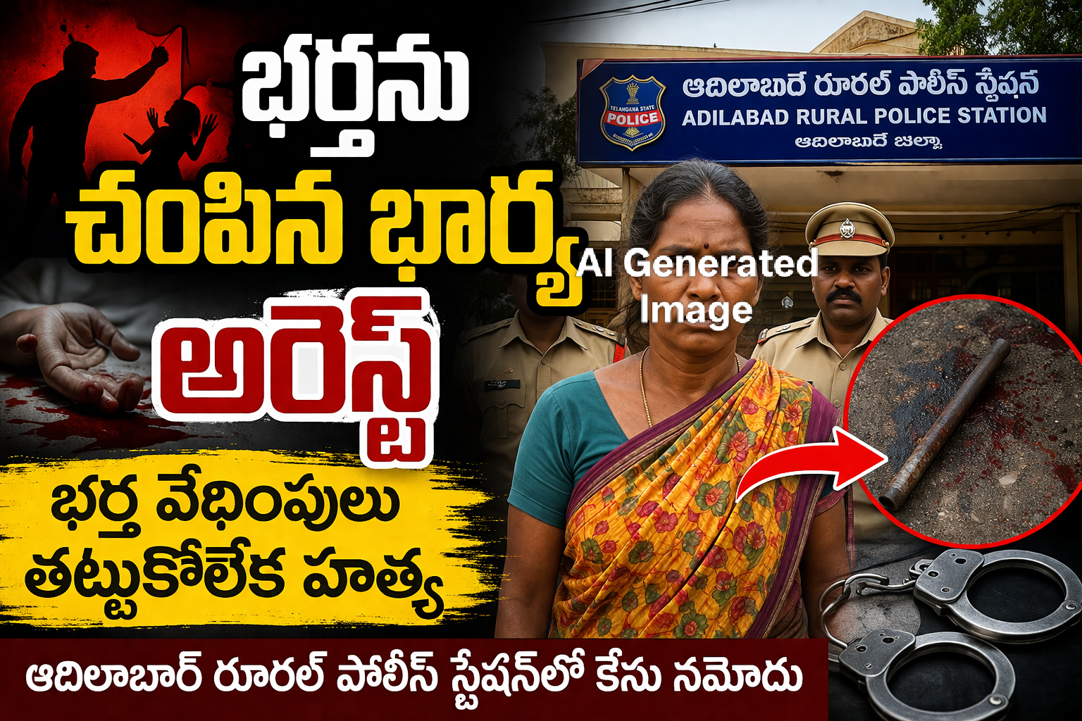 ADB : భర్తను హత్య చేసిన భార్య అరెస్ట్ ...