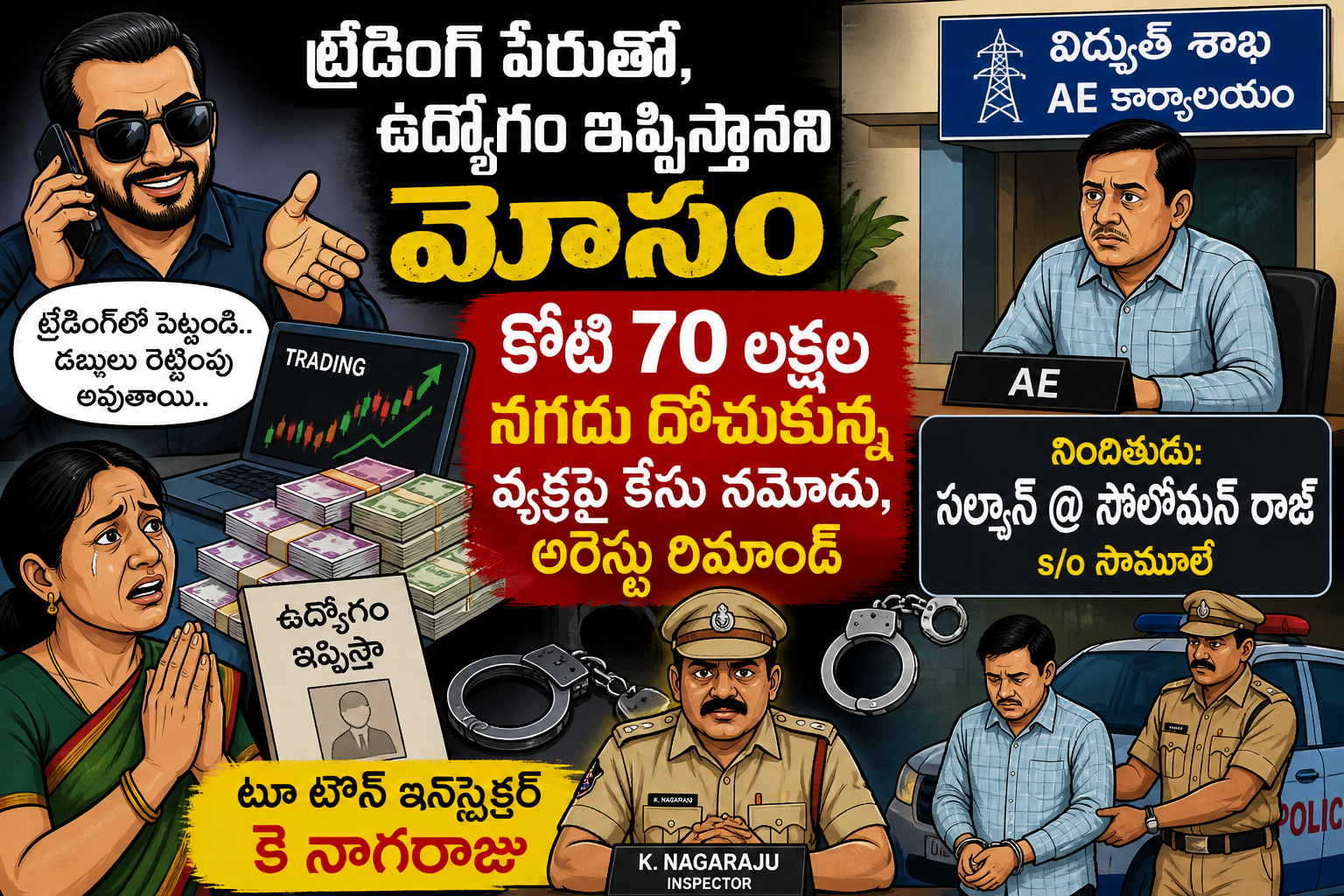 ట్రేడింగ్ పేరుతో, ఉద్యోగం ఇప్పిస్తానని మోసం